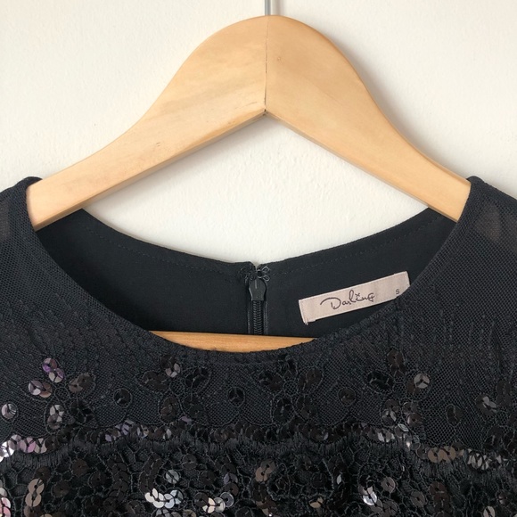 Black sequined long sleeve mini dress - Picture 3 of 10